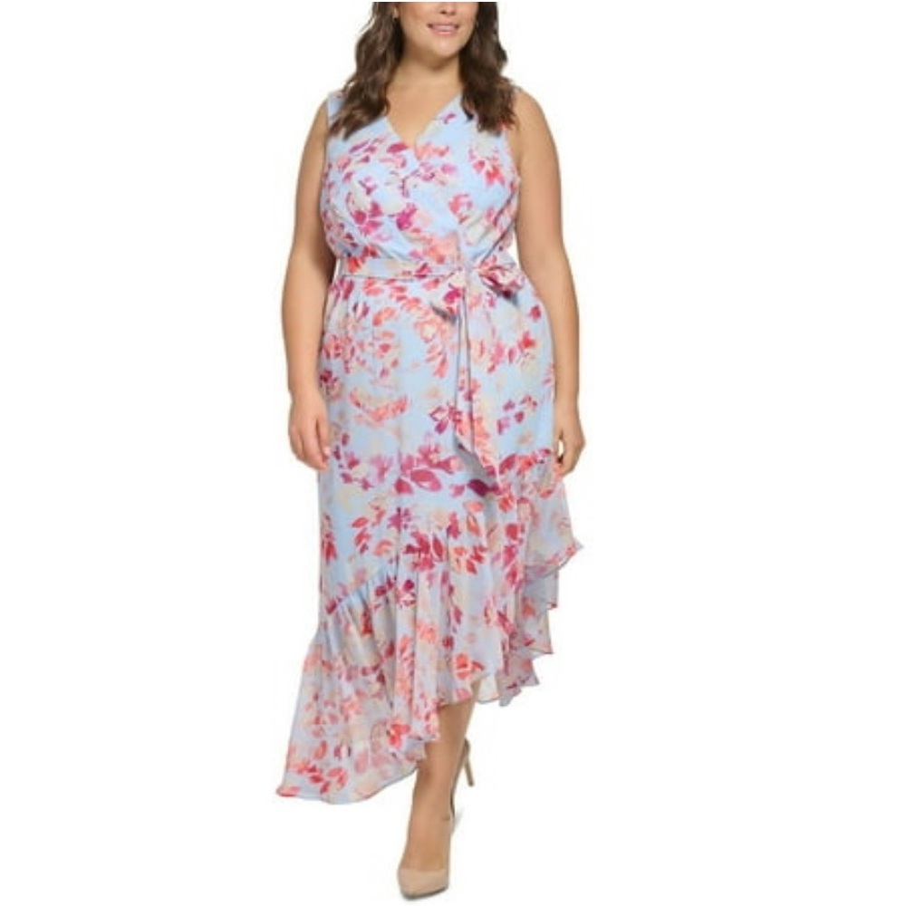 🌺SALE $170 ELIZA J FLORAL FAUX WRAP DRESS